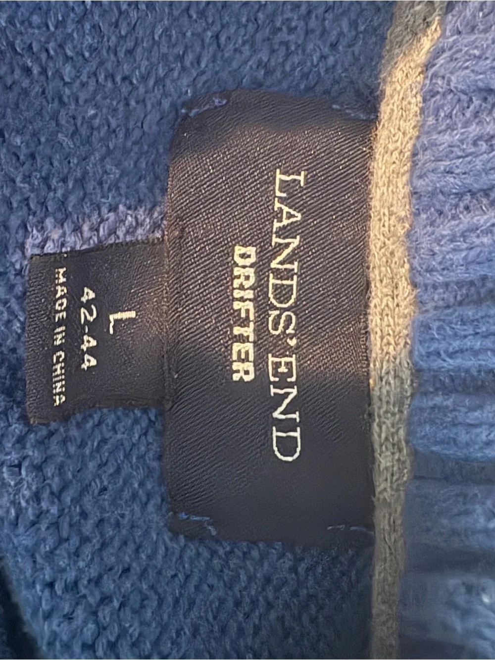 Lands’ End Drifter Striped Crewneck Sweater Blue Gray Men’s Large